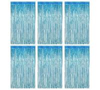 DUTIFUL Lot de 6 rideaux en guirlandes bleues à paillettes - Fond à franges - Rideau de fête - Décoration d'anniversaire de mariage - Festivals - Décoration de scène (1 m x 2 m)