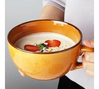 Dutingmo Grande tasse à café, grand bol à soupe avec poignée, bols à céréales avec anse,Tasse à café XXL, 700 ml Tasse en Céramique pour Soupe, Petit-Déjeuner, Thé, Salade, Lait et Desserts (Jaune)