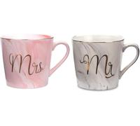 Dutingmo Mr Mrs Tasses - Ensemble de Deux Mugs À Café, tasses à café en céramique marbrées à motifs dorés, Cadeau D'anniversaire de Mariage, Fiançailles, Noël Pour Couple, Mariée et Marié (Style 3)