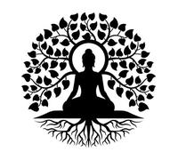 Dutis - Décoration murale en métal - Arbre de vie Bouddha noir, mandala, méditation, yoga, autel, buda, décoration d'intérieur zen, salle de bain, cuisine, extérieur, jardin, terrasse