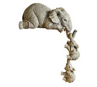 Dutis Ensemble De 3 Figurines D'éléphants Mère 2 Bébés Suspendus, Sculpture De Bord, Décorations De Maison, Résine, Ornement D'éléphant, Neutre
