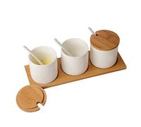 dutis Lot de 3 pots à épices en céramique avec support en métal Lifestyle pour sel, poivre, herbes, épices