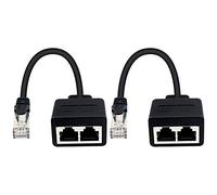 Duttek (1 Paire Adaptateur RJ45 1 mâle vers 2 Femelles pour Extension de câble Ethernet LAN de Cat. 5/6. (Utiliser simultanément) Surfez en Ligne en même Temps