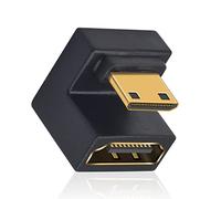 Duttek 180 Degree Mini HDMI to HDMI Adapter 8K, U Shaped HDMI to Mini HDMI Adapter 48Gbps UHD Down Angle Mini HDMI Male to HDMI Female Extender Converter for Cameras, Projectors 1 Pack