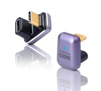 Duttek 180 degrés USB C Adaptateurs, 240W Adaptateur USB C mâle vers Femelle en Forme de U 40Gbps Support vidéo 8K @ 60 Hz, pour Steam Deck, commutateur, Tablette, Ordinateur Portable (Lot de 2)