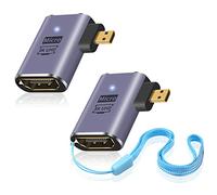 Duttek 8K Right Angle Micro HDMI Adapter, 90 Degree Micro HDMI to HDMI Adapter, 48Gbps UHD HDMI 2.1 Female to Micro hdmi Male Extender Connector for Camera Camcorder, Tablet Digital 2 Pack