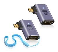 Duttek 90 Degree Micro HDMI to HDMI Adapter 8K, 48Gbps Left Angle Micro HDMI Male to HDMI Female Connector avec LED Design Support 8K@60Hz,4K@144Hz (2 Pack)