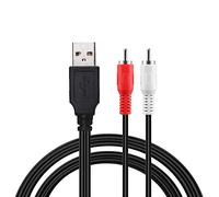 Duttek Adaptateur convertisseur USB 2.0 mâle vers 2 RCA mâles vidéo AV A/V Caméscope Audio Capture Carte Répartiteur Câble Adaptateur pour TV/Mac/PC 1,5 m USB 2.0 Male to RCA Male