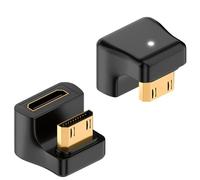 Duttek Adaptateur U Shape Mini HDMI 2.1, 48Gbps Up Angle Mini HDMI Male to Female Extension Adapter, avec indicateur LED pour caméra, caméscope, Tablette, PC (Lot de 2)