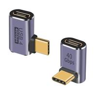 Duttek Adaptateur USB C à Angle Droit 40G, 100W Adaptateur USB C mâle à 90 degrés vers Femelle pour Steam Deck, MacBook, Meta Quest, Ablet(Deux Styles)