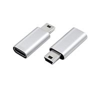 Duttek Adaptateur USB C vers Mini USB, Prise Mini USB vers USB C, Connexion d'ordinateurs (Argent)