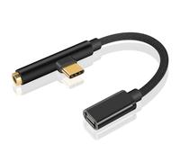 Duttek Câble adaptateur USB C 10 cm - 2 en 1 USB de type C vers prise jack 3,5 mm - Câble jack 3,5 mm vers USB C compatible avec Xiaomi, LetV, Nokia N1, Google, OnePlus - Noir