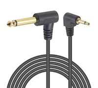 Duttek Câble audio mono mâle 6.35 mm vers mono mâle 3.5 mm, câble audio stéréo avec adaptateur d'angle droit à 90 degrés pour écouteurs, guitare basse électrique, clavier, audio professionnel, 1,8M