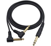 Duttek Câble audio répartiteur pour guitare 1,5 m Raccord stéréo TRS mâle de 6,35 mm vers double raccord mâle mono TS de 6,35 mm Angle de 90° (635M/2MR)