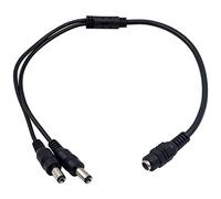 Duttek Câble de d'alimentation CCTV, DC 5,5 x 2,1 mm 1 câble de Courant continu 2 Voies Femelle à 2 mâles Distributeur en Y pour caméra de Surveillance CCTV/caméra IP/DVR Autonome/Bandes LED (40 cm)