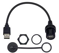 Duttek Câble de rallonge USB 2.0 encastré rond, port unique USB 2.0 avec boucle pour voiture, camion, bateau, moto, tableau de bord 30 cm