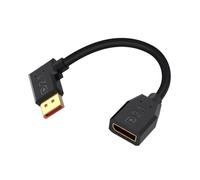 Duttek Câble d'extension DisplayPort 2.1 16 K 40 Gbit/s à angle droit de 15 cm, plaqué or, court DP vers DisplayPort pour moniteur 8K/120Hz, 4K/240Hz, MacBook Pro, PS5