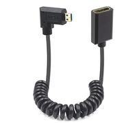 Duttek Câble d'extension spiralé micro HDMI mâle vers HDMI femelle à angle droit 8 K 90 degrés 40 Gps ultra mince/mince Micro HDMI vers HDMI pour canal de retour audio 8 K, 4 K, 3D et canal de retour audio. 1,2 m