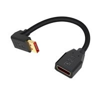 Duttek Câble DisplayPort 2.1 à 90 degrés, 15 cm, 40 Gbit/s court angle vers le bas, câble Displayport mâle vers femelle [16K @ 30 Hz, 8K @ 120 Hz, 4K @ 240 Hz] pour double moniteur, RTX 5090/4090, 240