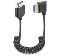 Duttek Câble en Spirale HDMI 2.1 (1,2m), 48Gbps Right Angle 8K HDMI Mâle vers Mâle Cable Prise en charge de 8K@60Hz, Compatible avec Caméscope, Moniteur TV, PS5, Moniteur, PC