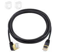 Duttek Câble Ethernet Cat8, 40Gbps 2000Mhz RJ45 à angle gauche avec Connecteurs RJ45 plaqués Or, pour ordinateur portable, switch, bureau, 2m