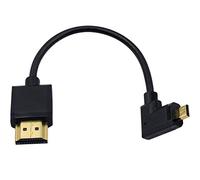 Duttek Câble HDMI vers micro HDMI, extrêmement fin et flexible, câble micro HDMI mâle vers HDMI mâle, prise en charge 1080p, 4K, 3D (angle vers la droite 15 cm)