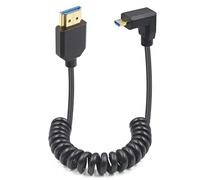 Duttek Câble micro HDMI vers HDMI spiralé à angle de 90 degrés, extrêmement fin, 8K @ 60 Hz, prend en charge le HDR dynamique, pour appareil photo, appels vidéo HD et jeu. 1,2 m