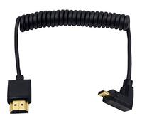 Duttek Câble micro HDMI vers HDMI standard, câble spiralé micro HDMI vers HDMI, extrêmement fin coudé à 90 degrés vers HDMI mâle vers HDMI mâle pour 1080p, 4K, Ultra HD, 3D (1,2 m)