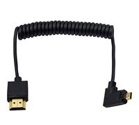 Duttek Câble micro HDMI vers HDMI standard, câble spiralé micro HDMI vers HDMI mâle à angle droit pour 1080p, 4K, Ultra HD, 3D (1,2 m)