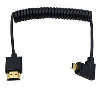 Duttek Câble micro HDMI vers HDMI standard - Câble spiralé micro HDMI vers HDMI mâle - Câble spiralé extrêmement fin à angle gauche vers HDMI mâle - Câble spiralé pour 1080p, 4K, Ultra HD, 3D (1,2 m)