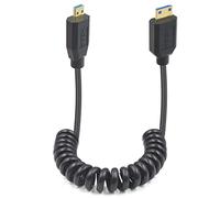 Duttek Câble micro HDMI vers mini HDMI spiralé 8K - Câble extrêmement fin mini HDMI mâle vers micro HDMI mâle - Prend en charge le HDR dynamique - Résolution 8K 60Hz - Rétrocompatible avec 4K Ultra HD - 1080p