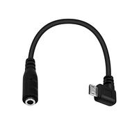 Duttek Câble micro USB vers 3,5 mm, micro USB mâle à angle droit vers 4 pôles femelle de 3,5 mm pour microphone à clip actif - 15 cm