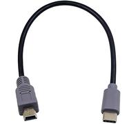 Duttek Câble Mini USB vers USB C, USB Type C mâle vers Mini B mâle avec câble OTG pour Macbook, iMac Pro, Chromebook Pixel (Gris et Noir) (10 Pouces / 25 cm)
