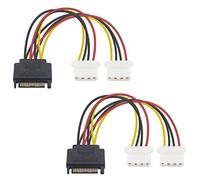 Duttek Câble Molex vers Sata d'extension en Y à double connecteur femelle IDE 4 broches vers mâle Sata 15 broches pour PC, disques durs HHD/SSD/DVD-RW/disques durs, 20cm (lot de 2)