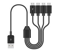 Duttek Câble Multi USB vers Micro USB, Câble 4 en 1 USB-A mâle vers Micro USB mâle Compatibleles claviers, les souris et l'alimentation de ventilateurs à faible consommation (50cm)