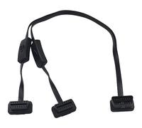 Duttek Câble répartiteur OBD2 1 en 2, ultra fin à angle droit 16 broches mâle vers femelle, câble d'extension de diagnostic avec interrupteur d'alimentation individuel, 60 cm (deux commutateurs)