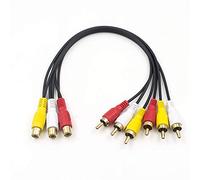 Duttek Câble répartiteur RCA, 3 prises RCA femelles vers 6 prises RCA mâles Câble adaptateur audio vidéo AV 30 cm