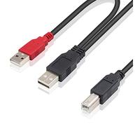 Duttek Câble répartiteur USB 2.0 vers USB B, double USB 2.0 mâle vers USB B mâle standard, prend en charge la charge et le transfert de données pour imprimante, scanner, disque dur externe, 80/20 cm