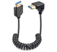 Duttek Câble spiralé HDMI vers HDMI 2.1 de 1,2M, Down Angle Hdmi 2.1 Cable 48Gbps prend en charge 8K@60Hz,Câble HDMI 8K pour caméra compatible avec caméscope, téléviseur,PS5, moniteur, PC