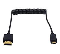 Duttek Câble spiralé HDMI vers micro HDMI, extrêmement fin/fin et flexible micro HDMI mâle vers HDMI mâle en spirale pour 1080P, 4K, UltraHD, 3D, Ethernet et canal de retour audio