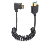 Duttek Câble spiralé HDMI vers Mini HDMI 8 K à angle droit - Mini HDMI mâle vers HDMI 2.1 mâle - 48 Gbps - Prend en charge la propagation bidirectionnelle - Pour projecteur, moniteur, caméscope. 1,2 m