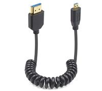 Duttek Câble spiralé micro HDMI 8K vers HDMI 2.1, 48 Gbit/s, ultra fin, flexible, 8K HDMI mâle vers micro HDMI mâle, support HDR dynamique, pour appareil photo, appels vidéo HD et jeux. 1,2 m