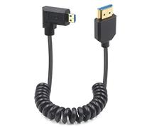 Duttek Câble spiralé micro HDMI vers HDMI à angle droit de 90 degrés, extrêmement fin, 8 K @ 60 Hz, micro HDMI mâle vers mâle, support HDR dynamique, pour appareil photo, appels vidéo HD et jeux. 1,2 m