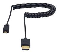 Duttek Câble spiralé micro HDMI vers HDMI, câble spiralé HDMI vers micro HDMI, extrêmement mince/fin Micro HDMI mâle vers HDMI mâle pour canal de retour audio 1080p, 4K, 3D et canal de retour audio