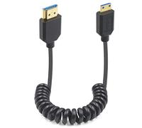 Duttek Câble spiralé mini HDMI vers HDMI 2.1,1.2 m,Extrêmement fin,HDMI mâle vers mâle,HDMI 2.1,Prend en charge 8K @ 60 Hz,4K @ 120 Hz,Compatible avec appareil photo, tablette, ordinateur portable