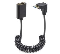 Duttek Câble spiralé mini HDMI vers HDMI 2.1 de 1.2 m, câble d'extension HDMI extrêmement fin HDMI HDMI 2.1, prend en charge 8K @ 60 Hz, 4K @ 120 Hz, ordinateur portable, tablette. (vers le bas)