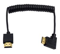 Duttek Câble spiralé mini HDMI vers HDMI standard, câble spiralé, HDMI mâle vers mini HDMI mâle, prend en charge 4K Ultra HD, 1080p, 3D (HDMI 2.0) (1,2 m) (angle gauche)