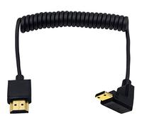 Duttek Câble spiralé mini HDMI vers HDMI standard, câble spiralé, HDMI mâle vers mini HDMI mâle, prend en charge 4K Ultra HD, 1080p, 3D (HDMI 2.0) (1,2 m) (angle vers le bas)