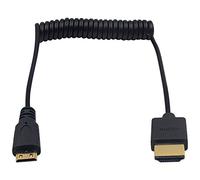 Duttek Câble spiralé mini HDMI vers HDMI, ultra fin HDMI mâle vers mini HDMI mâle compatible 4K Ultra HD, 1080p, 3D, pour projecteur, moniteur, caméscope (HDMI 2.0) (1,2 m)
