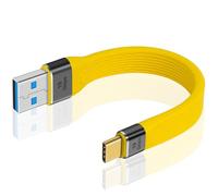 Duttek Cable USB A vers USB C, 10Gbps Jaune Câble USB C mâle vers USB A mâle 60W d'extension pour MacBook, Tablette, Phone, Google Pixel, Power Bank - 13cm